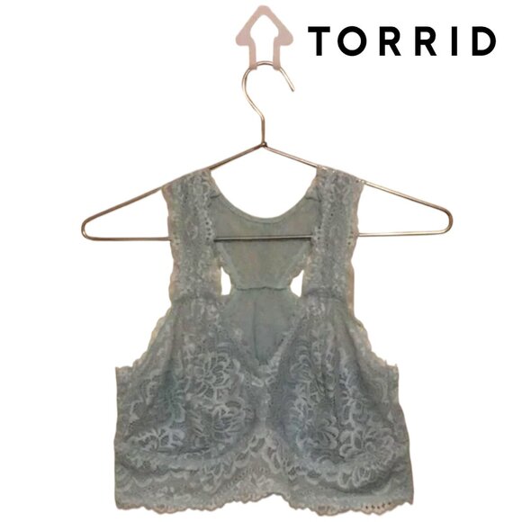 Torrid Lace Racerback Bralette Harbour Grey Plus Size 0 - Picture 1 of 9